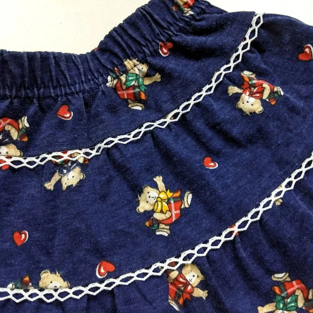 Vintage Skirt Girls Size 2T Bear Printed Navy Twirly
